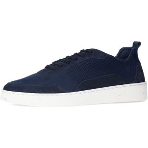 Manfield - Sneakers - Donkerblauw - Textiel - Platte Zool