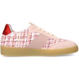 Manfield - Sneakers - Roze - Leer/Textiel - Platte Zool