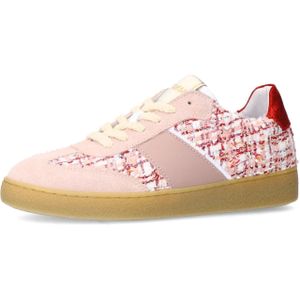 Manfield - Sneakers - Roze - Leer/Textiel - Platte Zool