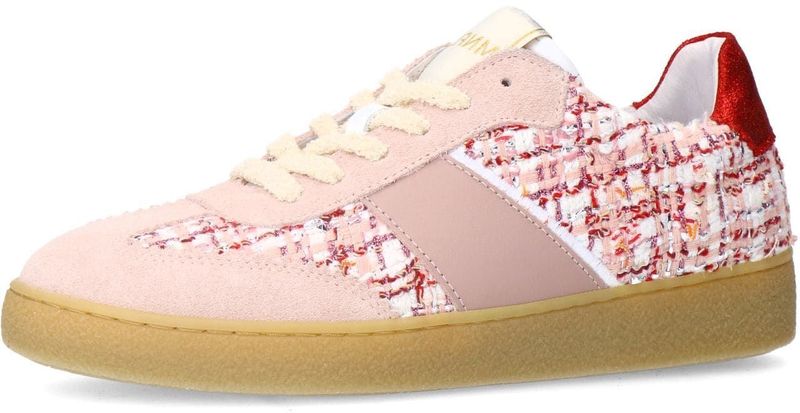 Manfield - Sneakers - Roze - Leer/Textiel - Platte Zool