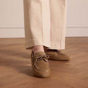 Manfield suède bootschoenen beige