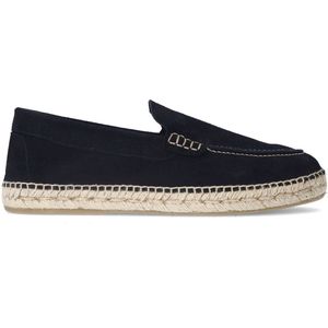 Manfield - Espadrilles - Donkerblauw - Suède - Platte Zool