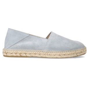 Manfield - Blauwe Espadrilles - Suède - Slip-on Model - Beige Leren Zool