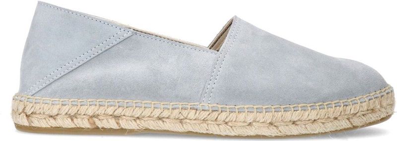 Manfield - Blauwe Espadrilles - Suède - Slip-on Model - Beige Leren Zool