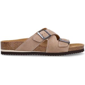 Manfield - Suède Slippers - Beige - Suède