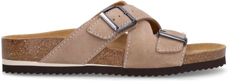 Manfield - Suède Slippers - Beige - Suède