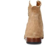Manfield - Dames - Beige Suède Enkellaarsjes - Gouden Details - Platte Hak 2 cm