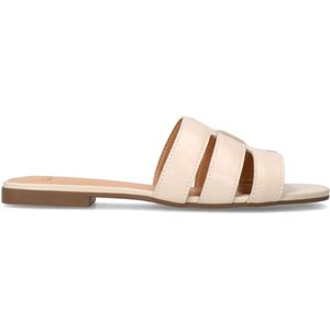 Manfield - Leren Slippers - Ecru - Leer