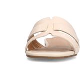 Manfield - Dames - Witte Slippers - Leren - Platte Hak - Brede Band