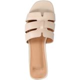 Manfield - Dames - Witte Slippers - Leren - Platte Hak - Brede Band