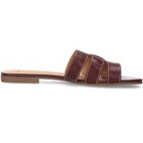Manfield - Leren Slippers - Bordeaux - Leer