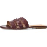 Manfield - Leren Slippers - Bordeaux - Leer