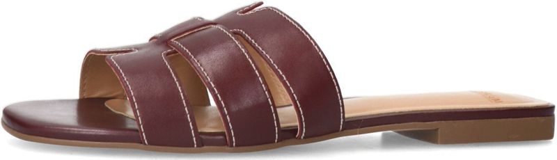 Manfield - Leren Slippers - Bordeaux - Leer