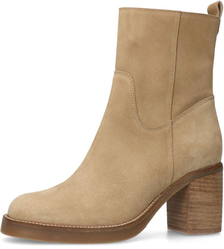 Manfield - Enkellaarsjes - Beige - Suède