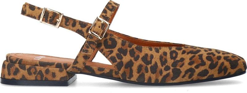 Manfield - Slingbacks - Leopard - Suède - Platte Hak