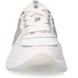 Manfield - Sneakers - Wit - Leren - Suède Details, Plateauzool 4 cm
