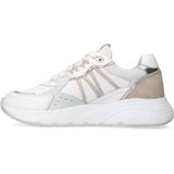 Manfield - Sneakers - Wit - Leren - Suède Details, Plateauzool 4 cm