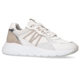 Manfield - Sneakers - Wit - Leren - Suède Details, Plateauzool 4 cm