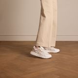 Manfield - Sneakers - Wit - Leren - Suède Details, Plateauzool 4 cm