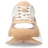 Manfield - Sneakers - Beige - Leer - Platformzool 5 cm - Bronzen Accenten
