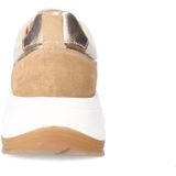 Manfield - Sneakers - Beige - Leer - Platformzool 5 cm - Bronzen Accenten