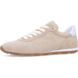 Manfield - Suède Sneakers - Beige - Textiel Voering