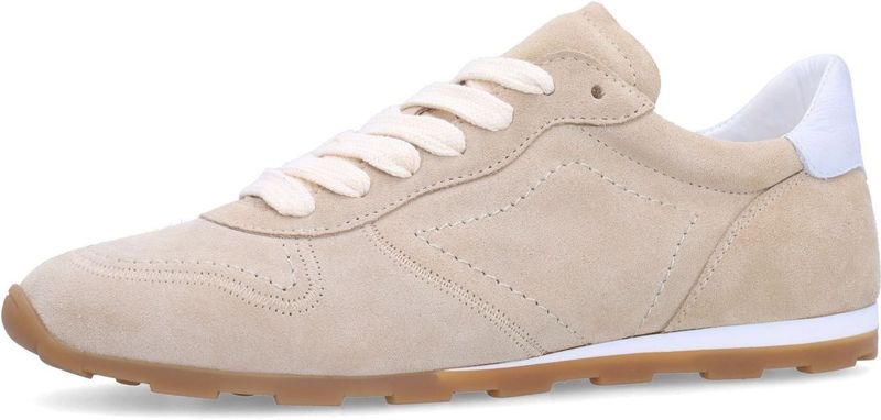 Manfield - Suède Sneakers - Beige - Textiel Voering