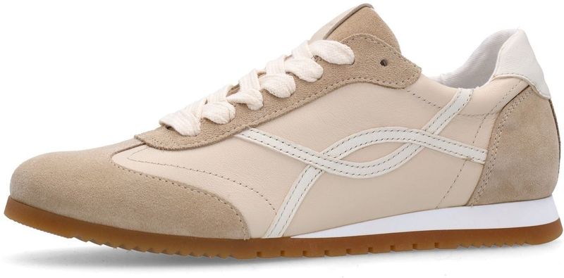 Manfield - Sneakers - Roomwit - Suède - Crème Leren Details