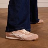 Manfield - Sneakers - Roze - Suède - Witte Details