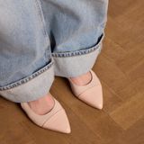 Manfield - Slingbacks - Roze - Leren - Platte Schoenen voor Dames