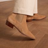 Manfield - Chelsea Boots - Beige - Suède - Leren Voering