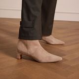 Manfield - Enkellaarsjes - Beige - Suède