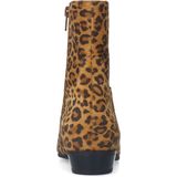 Manfield - Enkellaarzen - Panterprint - Suède - Camel/Zwart