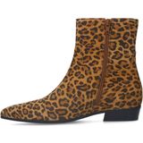 Manfield - Enkellaarzen - Panterprint - Suède - Camel/Zwart
