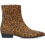 Manfield - Enkellaarzen - Panterprint - Suède - Camel/Zwart