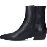 Manfield - Dames - Zwarte leren enkellaarsjes