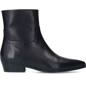 Manfield - Dames - Zwarte leren enkellaarsjes