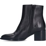 Manfield - Dames - Zwarte leren enkellaarsjes met hak