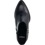 Manfield - Dames - Zwarte leren enkellaarsjes met hak