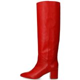 Manfield - Schoenen - Dames - Bordeaux - Leren Laarzen Met Hak