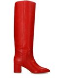 Manfield - Schoenen - Dames - Bordeaux - Leren Laarzen Met Hak