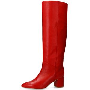 Manfield - Schoenen - Dames - Bordeaux - Leren Laarzen Met Hak