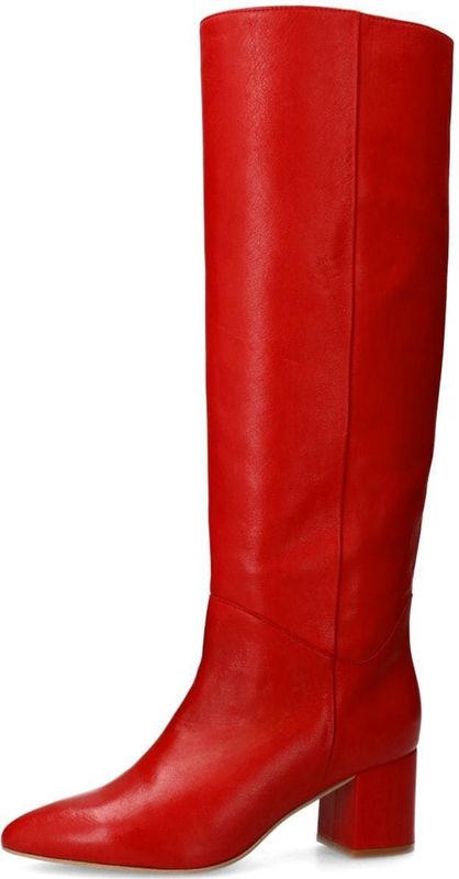 Manfield - Schoenen - Dames - Bordeaux - Leren Laarzen Met Hak