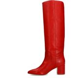 Manfield - Rode Laarzen - Dames - Leer - Puntige Neus - Blokhak