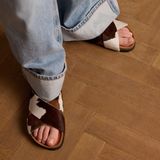 Manfield - Sandalen - Bruin - Koeienprint - Gekruiste Bandjes