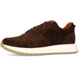 Manfield - Suède Sneakers - Bruin - Witte Zool