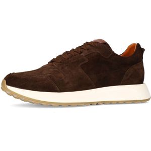 Manfield - Suède Sneakers - Bruin - Witte Zool
