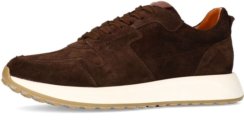 Manfield - Suède Sneakers - Bruin - Witte Zool