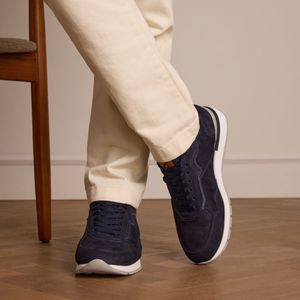 Manfield - Blauwe Sneakers - Suède - Memory Foam