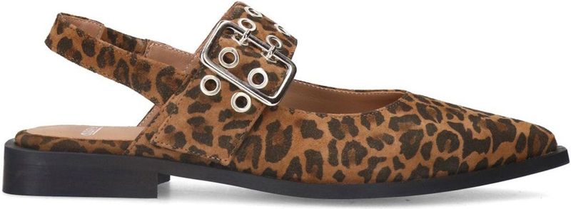 Manfield - Luipaardprint Slingbacks - Beige - Suède